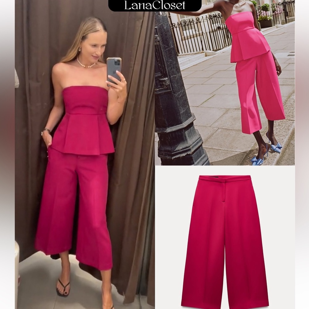 Zara Bloggers Favorite * wide pants and Top pink